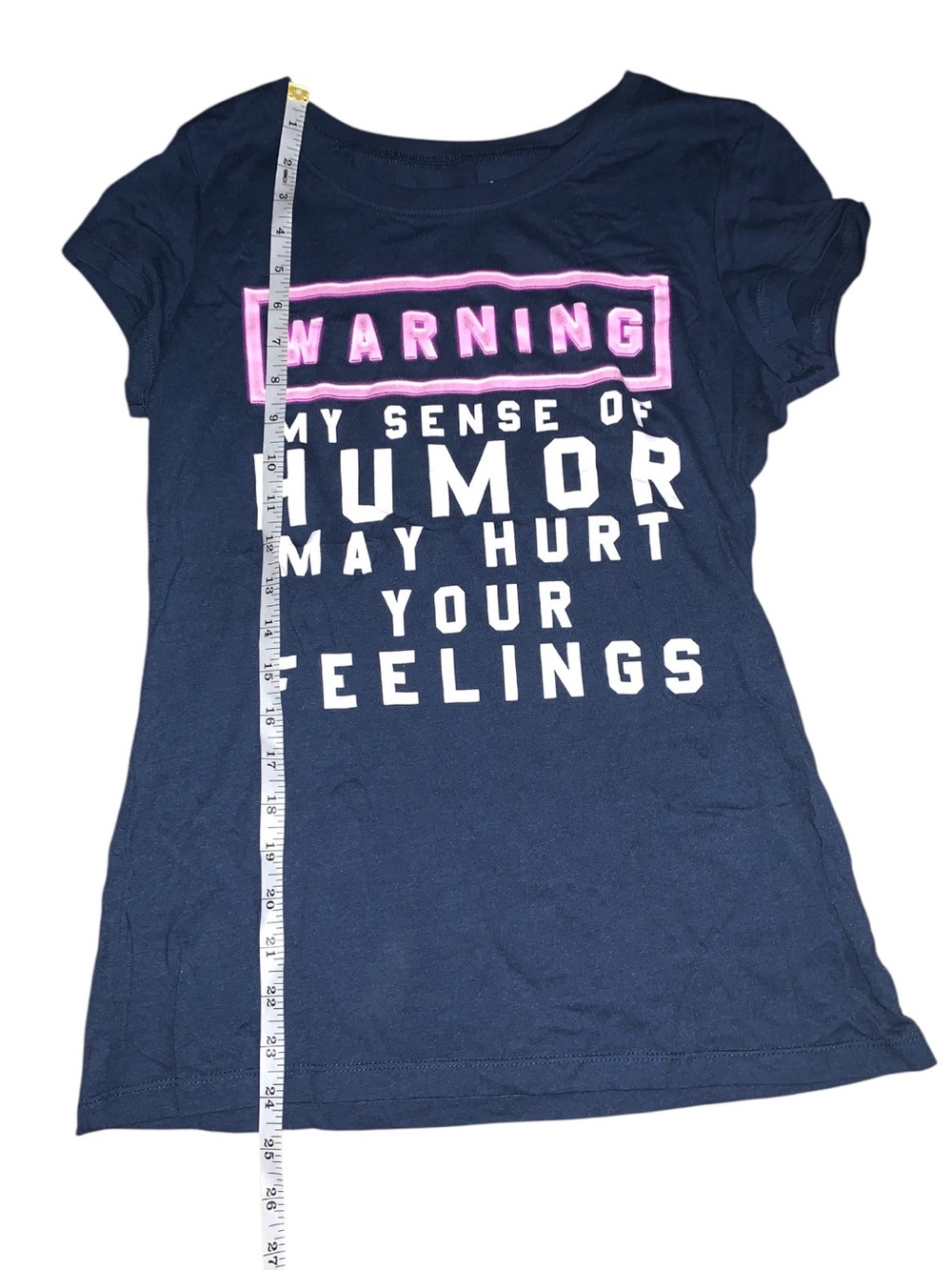 Graphic Tee - Navy "Warning My Sense of Humor May Hurt Your Feelings"